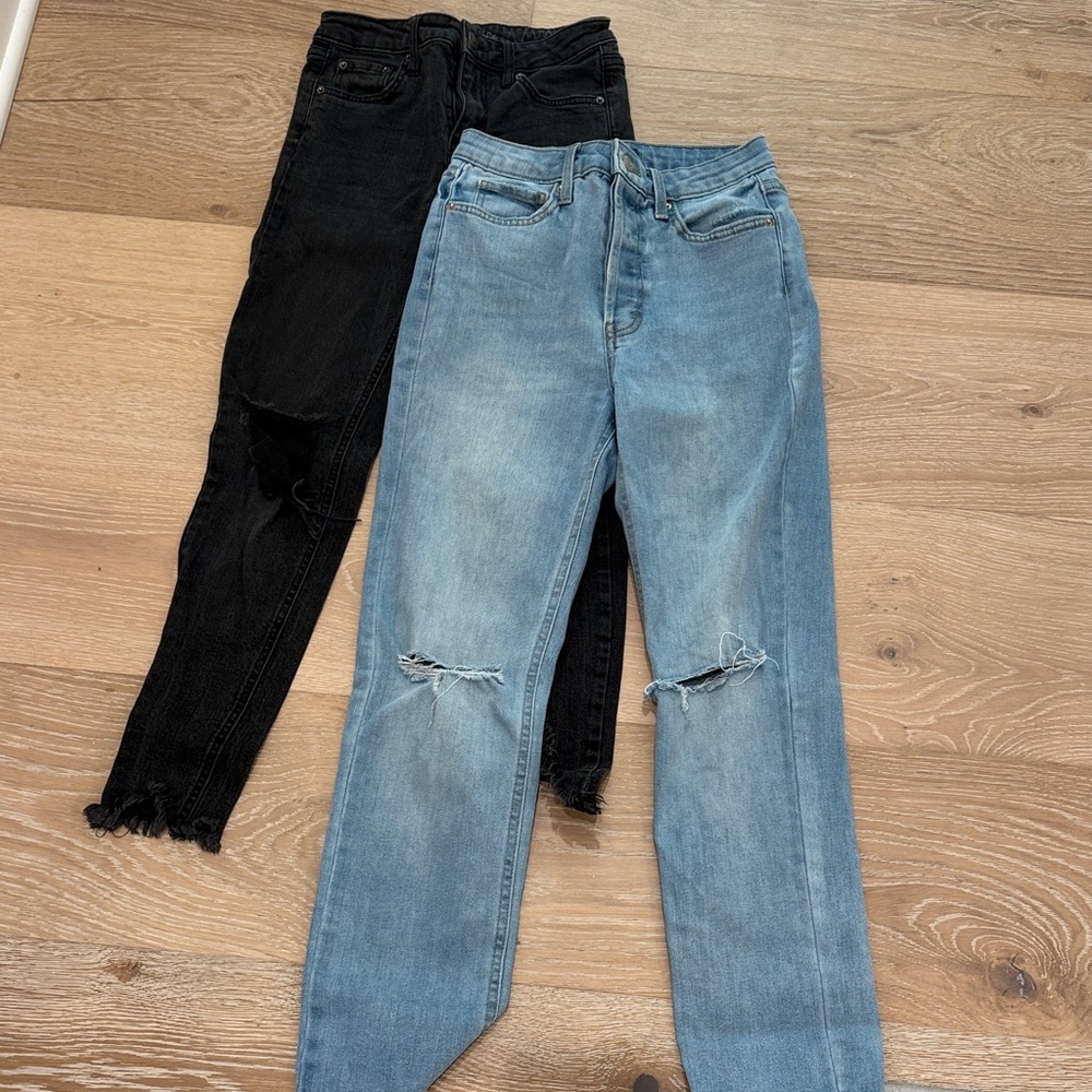 Wild Fable Size 0 Bundle Black and Blue distressed Jeans